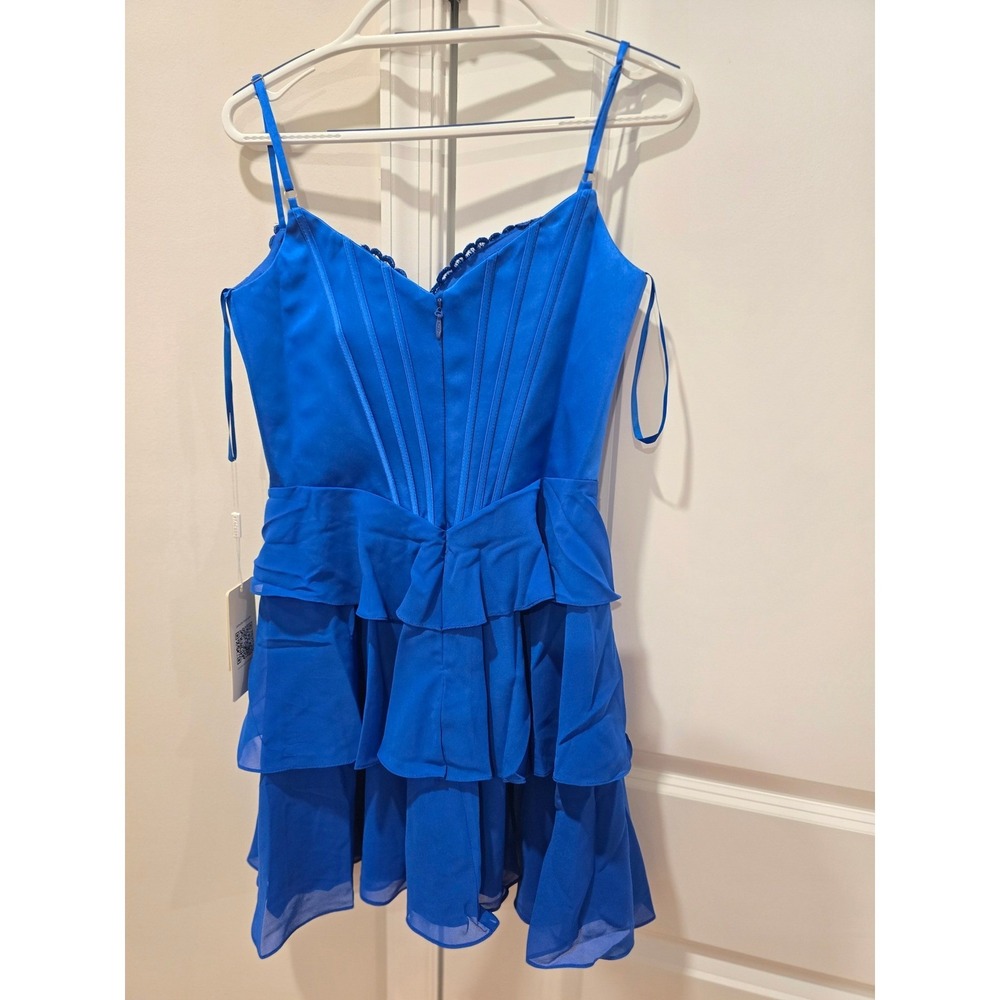 A-line Cowl Neck Tiered Flirty Ruffle Homecoming Dress size 4 New With Tags - Picture 7 of 11